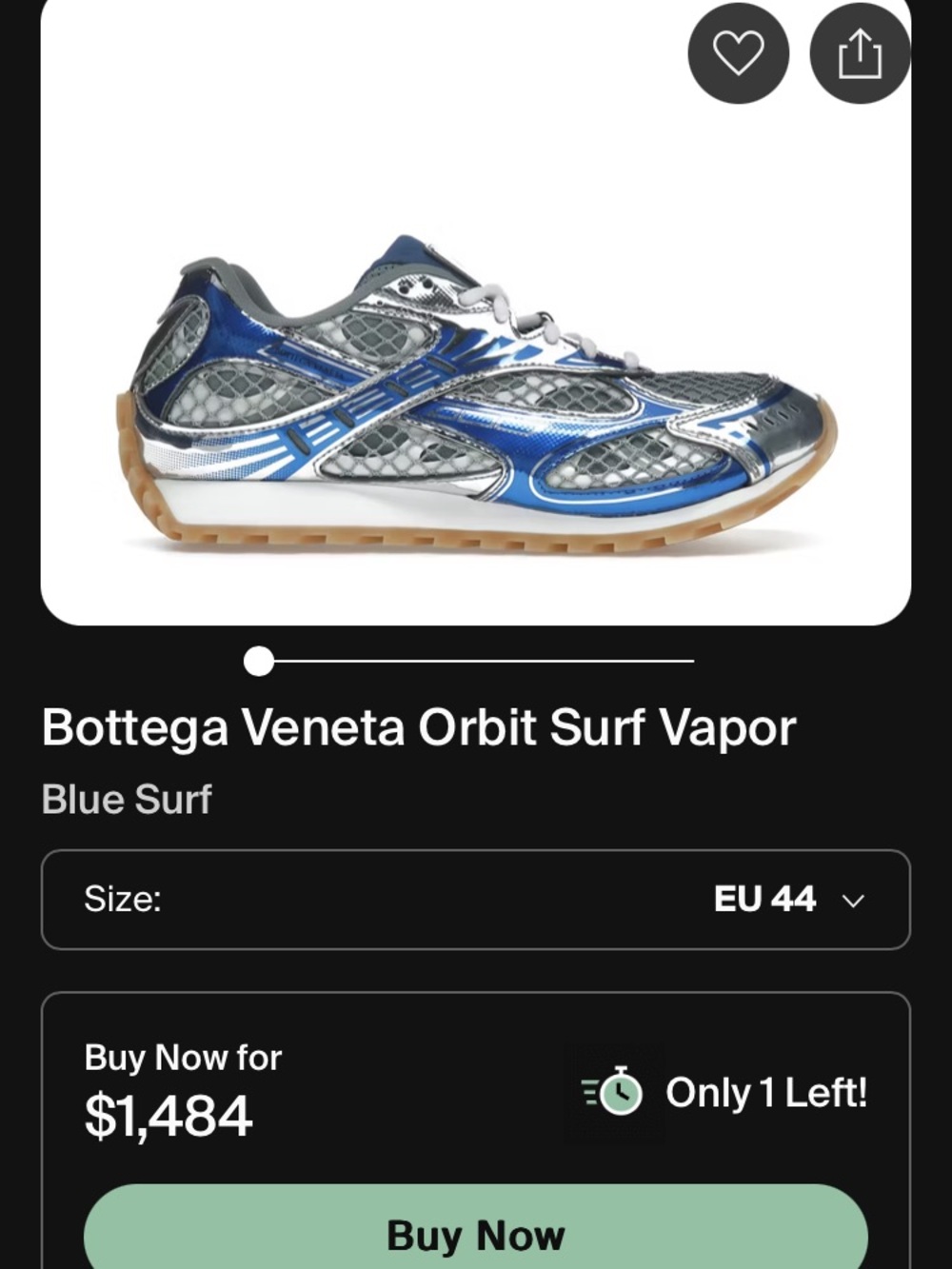 Bottega Veneta Metallic Blue and Silver Men's Sneakers